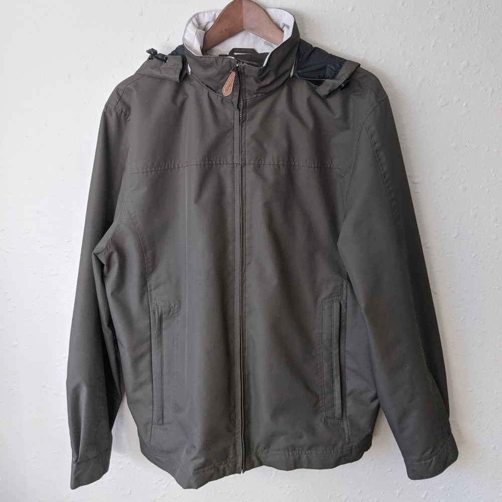 London fog jacket with hood and zip up